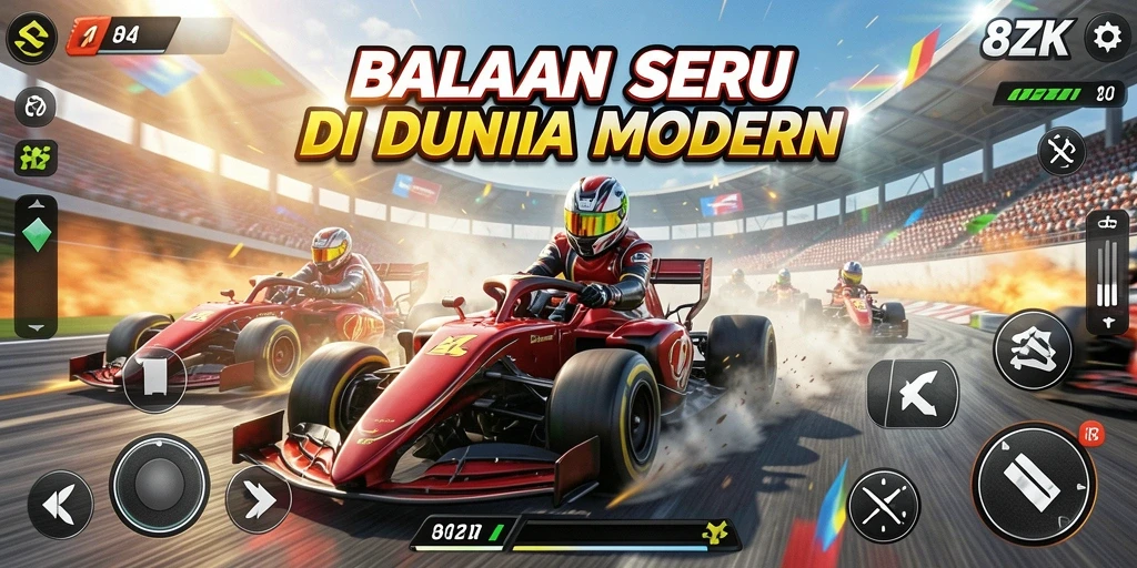 Tampilan gameplay balapan yang mendebarkan dan penuh aksi.