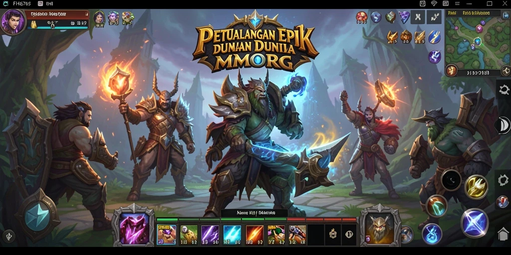 Tampilan gameplay menakjubkan dalam dunia fantasi MMORPG.