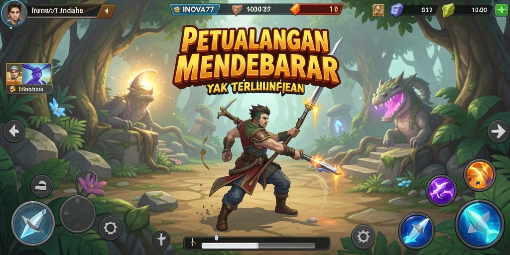 Menampilkan aksi mendebarkan dalam gameplay petualangan INOVA77.