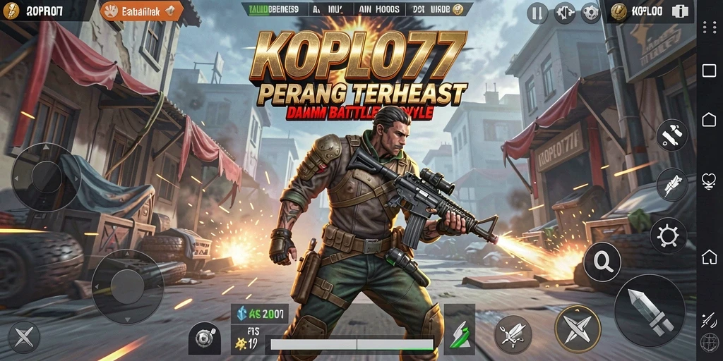 Screenshot KOPLO77 menampilkan aksi mendebarkan di medan tempur Battle Royale.