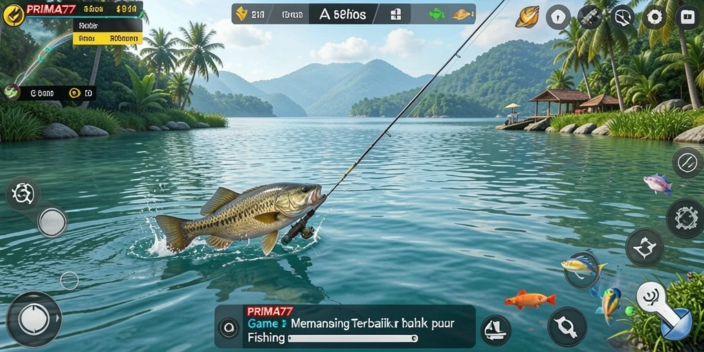 Gameplay seru PRIMA77 menampilkan aksi memancing yang mendebarkan.