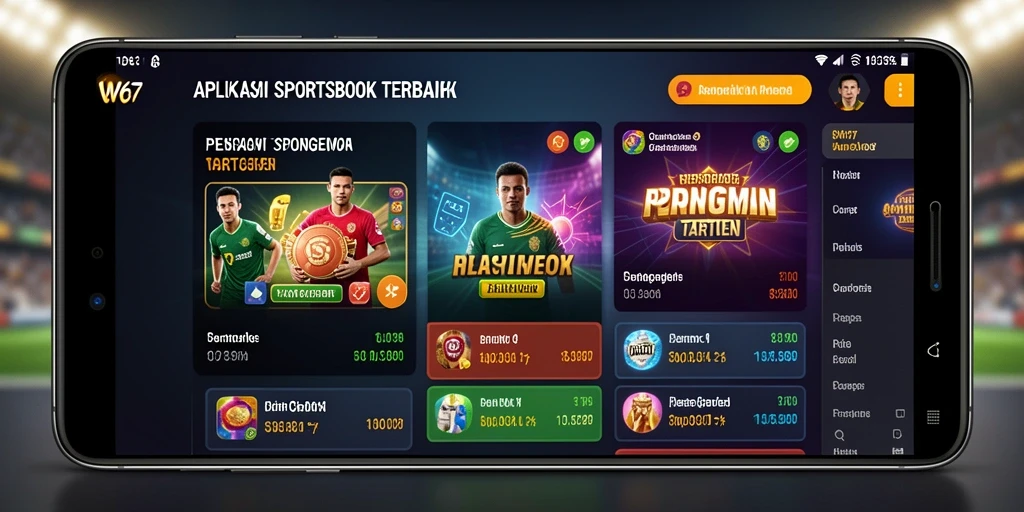 Screenshot W67 menampilkan antarmuka taruhan olahraga yang menarik dan interaktif.